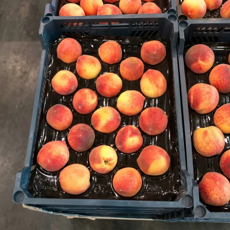 Fresh peaches packed in clamshells